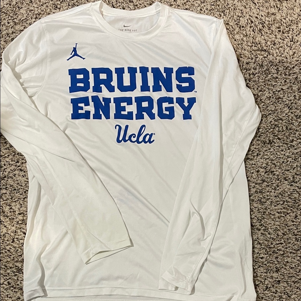 Nike White and Blue Bruins Energy Long Sleeve Tee